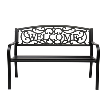 50\\" Outdoor Welcome Backrest Cast Iron&PVC Bench 
