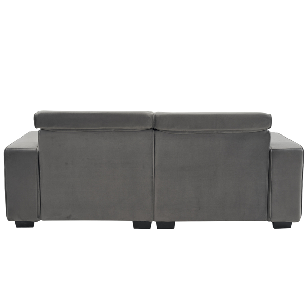 221*96*83cm Velvet 26cm Fully Removable Armrests Two-Seater With Side Pockets Backrest Pull Points Indoor Double Sofa Dark Gray