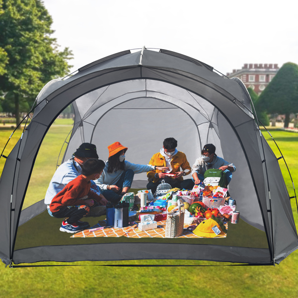 12 X 12 ft Pop Up Beach Tent, UPF 50+ Tent with Side Wall, Ground Pegs, and Stability Poles, Rainproof, Waterproof for Camping Trips, Party or Picnics, Gray