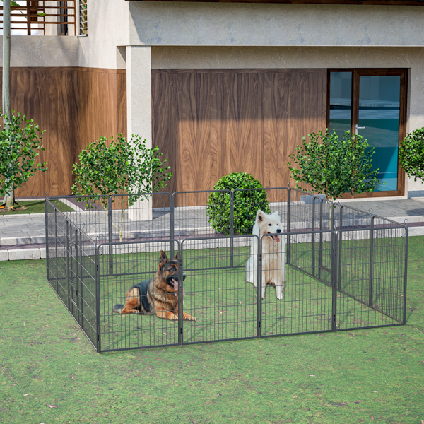 40" Outdoor Fence Heavy Duty Dog Pens 16 Panels Temporary Pet Playpen with Doors