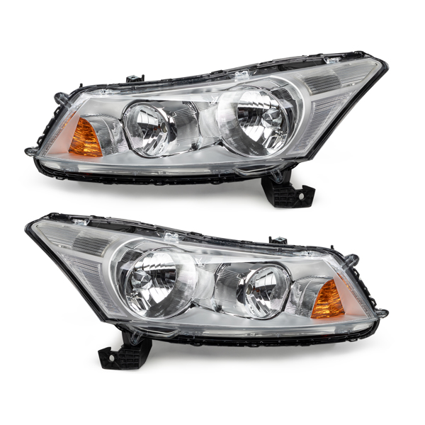 Headlights Chrome Housing Clear Lens Turn Signal for 08-12 Honda Accord Sedan