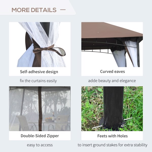 10ft x 10ft Outdoor Patio Gazebo Canopy Tent  Coffee-AS (Swiship-Ship)（Prohibited by WalMart）