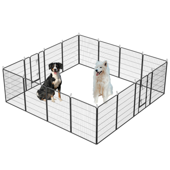 40\\" Outdoor Fence Heavy Duty Dog Pens 16 Panels Temporary Pet Playpen with Doors