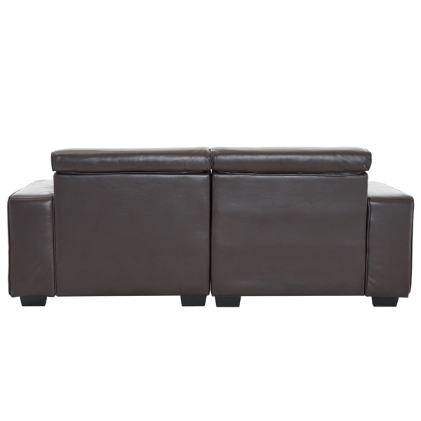 221*96*83cm Retro PU 26cm Fully Detachable Armrests Two Seats With Side Pockets Full Pull Points Indoor Double Sofa Brown