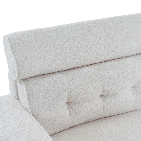 221*96*83cm Teddy Velvet 26cm Fully Detachable Armrests Two Seats With Side Pockets Backrest Pull Points Indoor Double Sofa Off-White