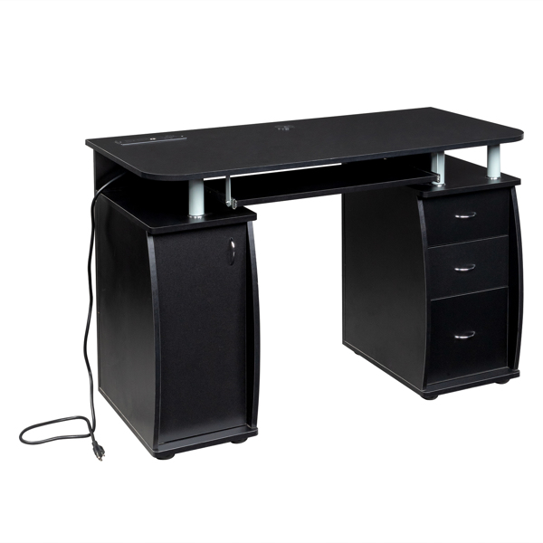 15mm MDF Portable 1pc Door with 3pcs Drawers Computer Desk (A Box) Black