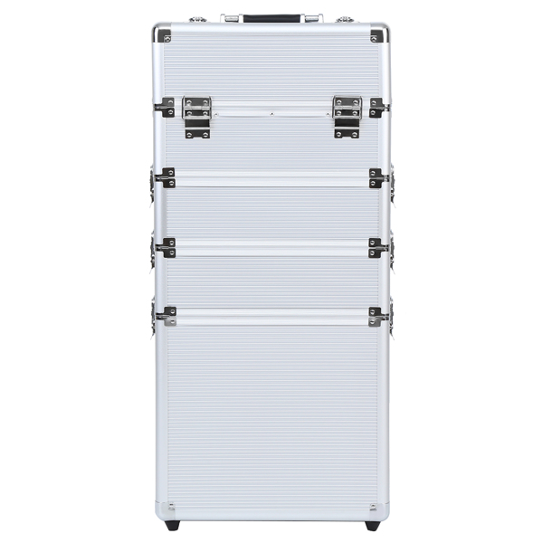 4-in-1 Rolling Makeup Case Aluminum Salon Cosmetic Train Trolley Organizer【No Shipping On Weekends, Order With Caution】