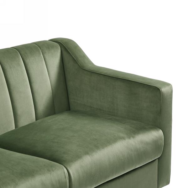 Modern Chesterfield Sofa, Comfortable Upholstered Sofa, Velvet Fabric, Wooden Frame with Wooden Legs, Suitable for Living Room/Bedroom/Office, 3 Seat Sofa -greener