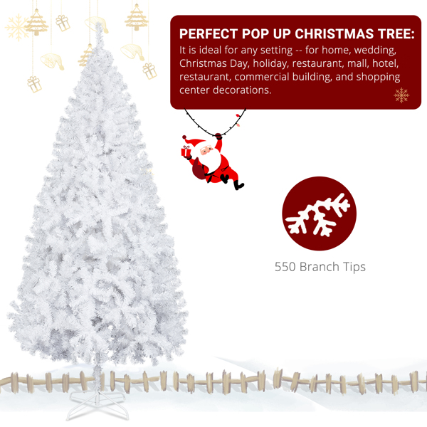 6FT Iron Leg White Christmas Tree with 400 Branches