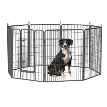 40\\" Outdoor Fence Heavy Duty Dog Pens 8 Panels Temporary Pet Playpen with Doors