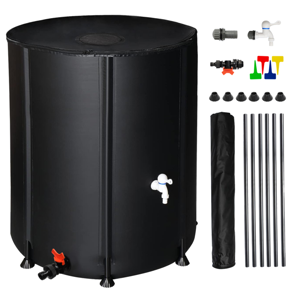 132 Gallon Folding Rain Barrel Water Collector Black