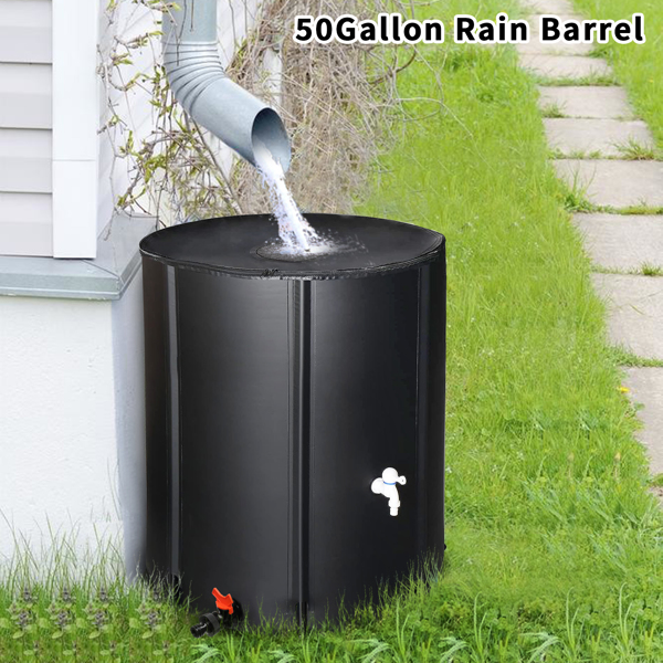 50 Gallon Folding Rain Barrel Water Collector Black