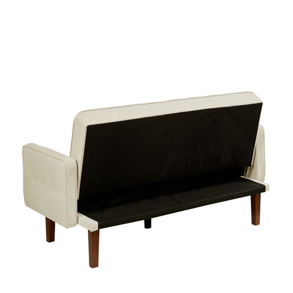 Adjustable backrest, solid wood frame, 3-person sofa chair for living room, study room-Beige