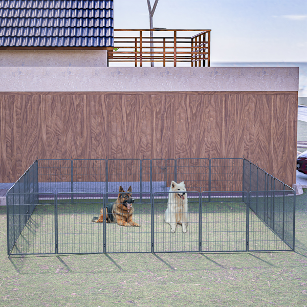 40" Outdoor Fence Heavy Duty Dog Pens 24 Panels Temporary Pet Playpen with Doors