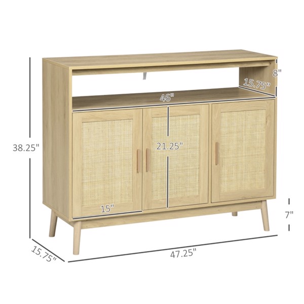 Sideboard Buffet Cabinet with Rattan Doors, Natural