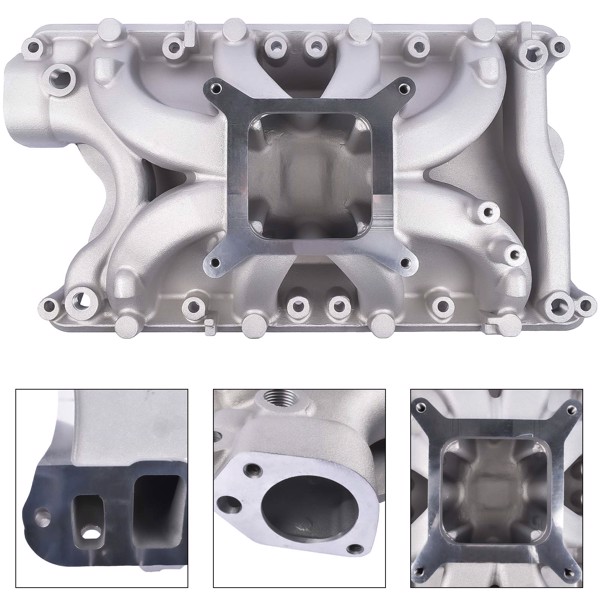 进气歧管 Intake Manifold Air Gap Single Plane for SBF Ford 351W Windsor V8 Silver 4033 DM-3316 Aluminum-4