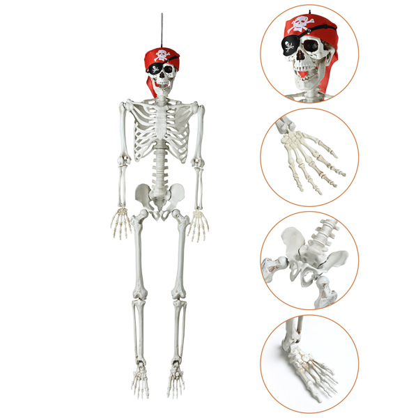 Halloween Decorations Skeleton Skull Spirit Scary Life Size Props Posable Skeleton with Movable Joints for Adjusting Hands and Feet Flexibly for Indoor Outdoor Spooky Scene Haunted House（No shipping o