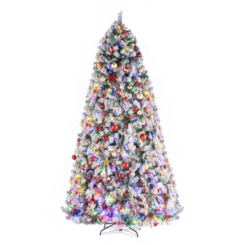 9ft 2094 Branch Automatic Tree Structure PVC Material Green Flocking 900 Lights Warm Color Four Colors 8 Modes With Remote Control Christmas Tree