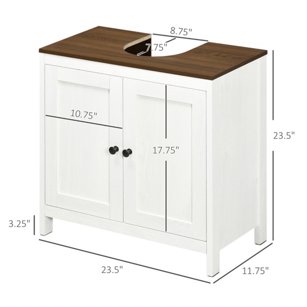 Pedestal Sink Storage Cabinet, Under Sink Cabinet with Double Doors,  Antique White, Walnut-AS (Swiship-Ship)（Prohibited by WalMart）