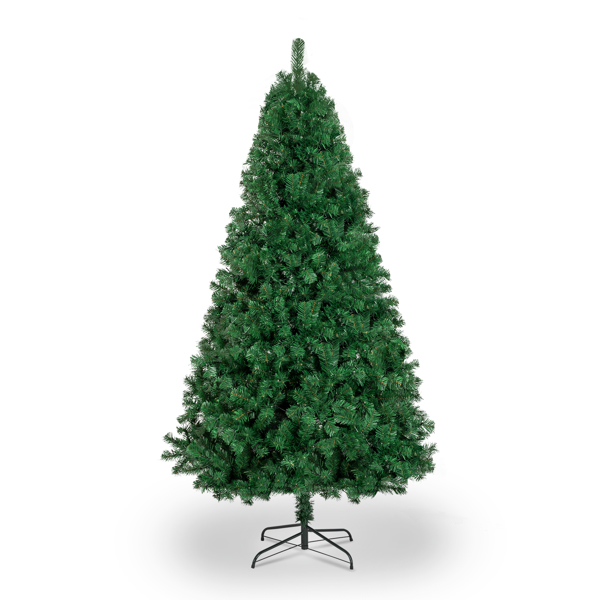  7ft 881 Branch Half Christmas Tree with 230LED Lights PVC Branch Iron Bracket Tender Green Christmas Tree