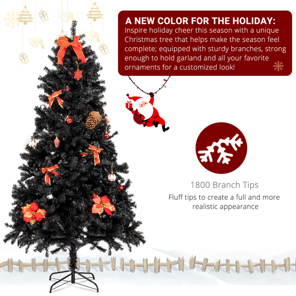 7ft 1500 Branch PVC Branch Iron Bracket Christmas Tree Black