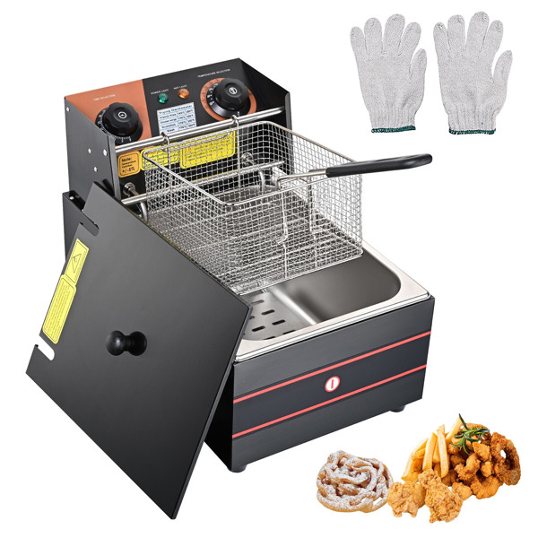 Electric Deep Fryer Countertop Deep Fryer with Basket and Lid ，Stainless Steel Single Tank Fryer for Home Use Easy to Clean Oil Fryers （No shipping on weekends.）