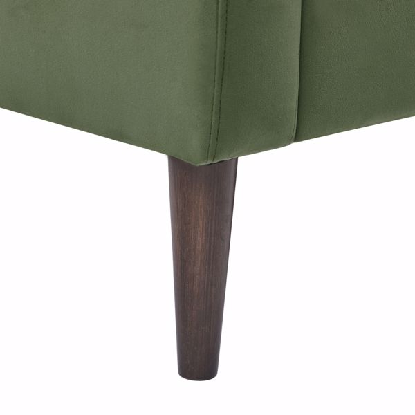 Modern velvet fabric single person sofa side chair with solid wood legs, used in bedroom, living room and office-Green