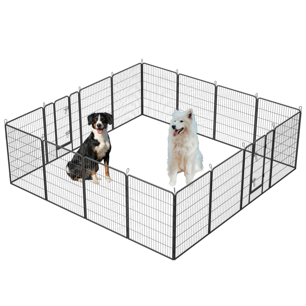 40" Outdoor Fence Heavy Duty Dog Pens 16 Panels Temporary Pet Playpen with Doors
