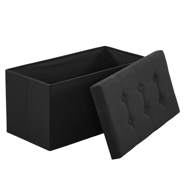 FCH 76*38*38cm Pull Point Linen MDF Foldable Storage Footstool Black