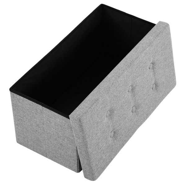 76*38*38cm Pull Point Linen MDF Foldable Storage Footstool Dark Grey