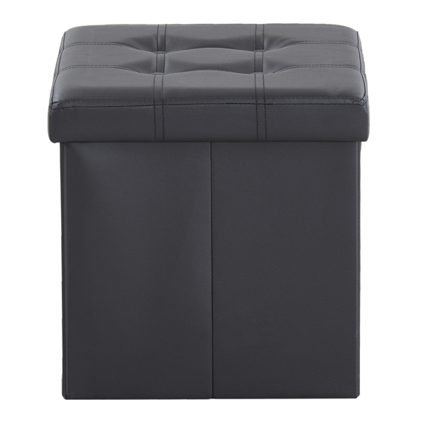 FCH 38*38*38cm Pull Point PVC MDF Foldable Storage Footstool Black