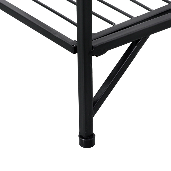 3 Tier Wide Folding Metal Shelf Black