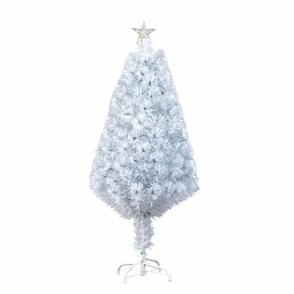 3ft Top With Stars Plastic Base PVC Material Optical Fiber Colorful And Color-Changing 85 Branches Christmas Tree White