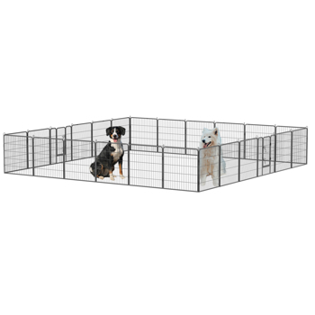 32\\" Outdoor Fence Heavy Duty Dog Pens 24 Panels Temporary Pet Playpen with Doors 