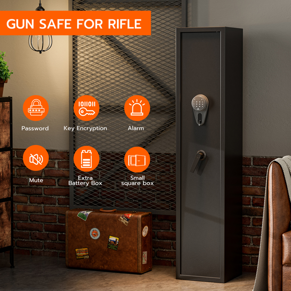5-6 Rifle Gun Safe, Large Rifle Safe, Gun Safes for Home Rifles and Pistols, Quick Access Gun Cabinet with Digital Keypad and Handgun Lock Box