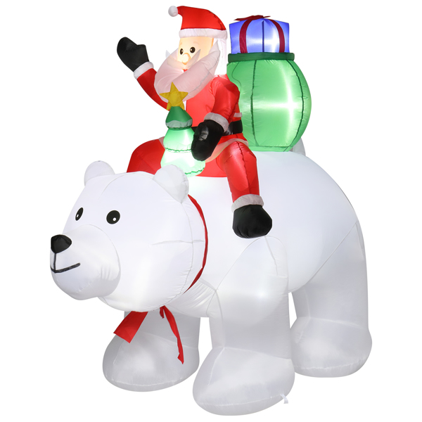 6ft 15W 7pcs LED Lights Santa Claus Rides Polar Bear Garden Santa Claus Decoration