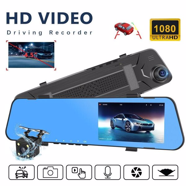 1080P Rearview Mirror Car DVR Dual Dash Cam Camera Front Rear HD Video Recorder