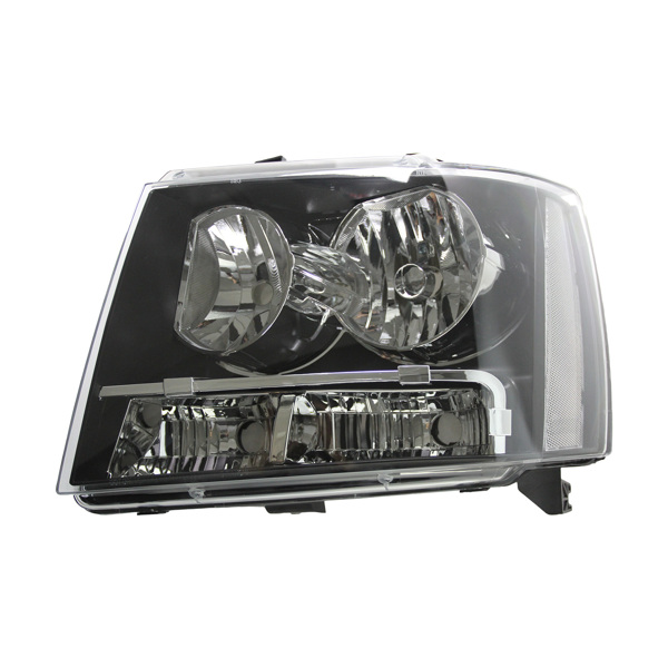 FOR 07-14 CHEVY TAHOE SUBURBAN BLACK HOUSING CLEAR CORNER HEADLIGHT HEAD LAMPS