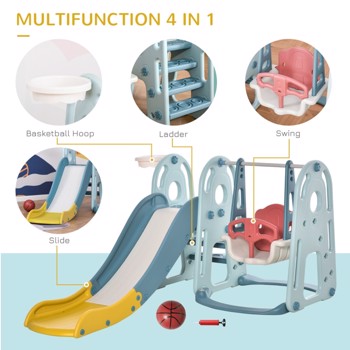 Toddler Slide and Swing Blue/ White (Swiship-Ship)（Prohibited by WalMart）