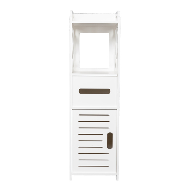 3-tier Bathroom Storage Cabinet with 2 Doors 23*23*80CM White