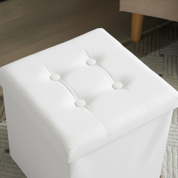 FCH 38*38*38cm Pull Point PVC MDF Foldable Storage Footstool White