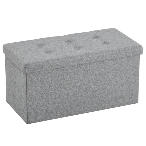 FCH 76*38*38cm Pull Point Linen MDF Foldable Storage Footstool Dark Grey