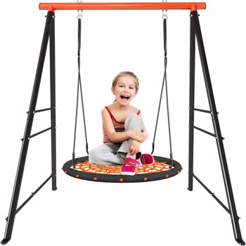 Swing Stand for Swing Sets for Backyard｜Powder Coated Swing Frame of Swing Set with Extra Side Bars｜880 Lbs Heavy-Duty A-Frame Backyard Swing for Swing Chair,Porch Swing｜Frame Only(Orange)