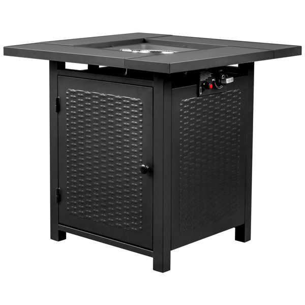 28-Inch Fire Table，50000 BTU  Gas Firepit with Volcanic Stone Black
