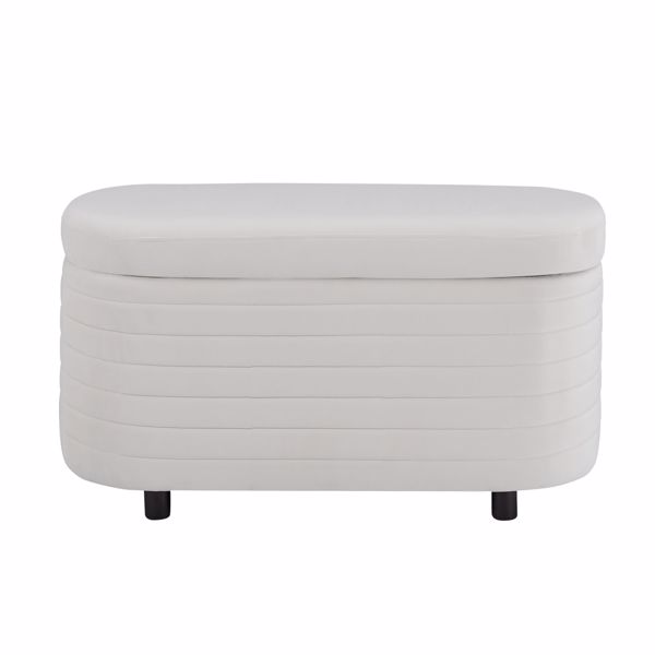 Multi-functional storage velvet material sofa bench-White  velvet