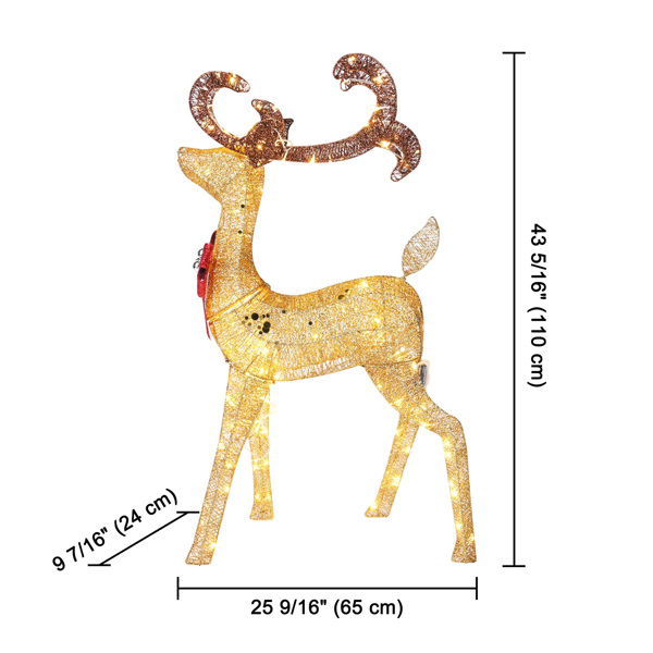 110cm Outdoor Deer Lights Christmas Decorations,   Standing Reindeer with 150 Warm White LED Lights for Indoor Outdoor Holiday Decor（No shipping on weekends.）