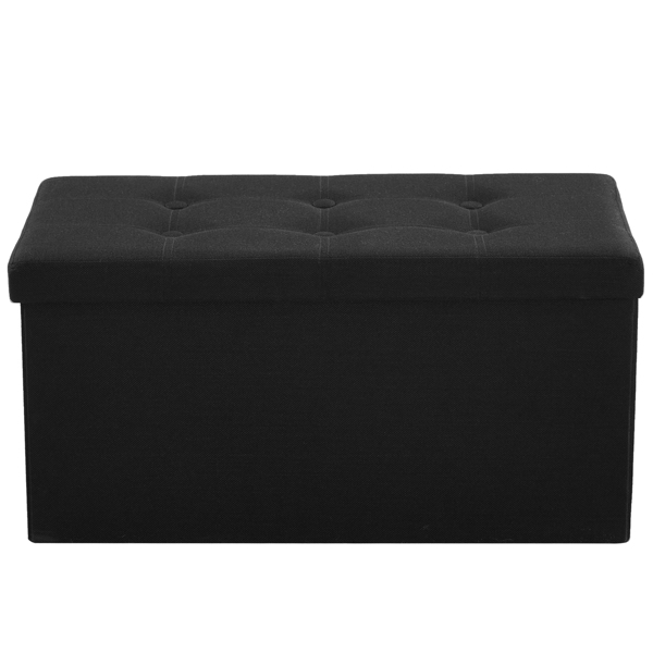 76*38*38cm Pull Point Linen MDF Foldable Storage Footstool Black