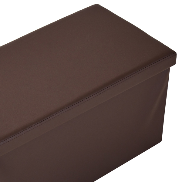 FCH 76*38*38cm Glossy PVC MDF Foldable Storage Footstool Dark Brown
