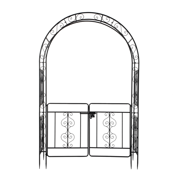 134.5*58.5*213cm Arc Roof Double Layer With Door Wrought Iron Iron Arch Courtyard Black