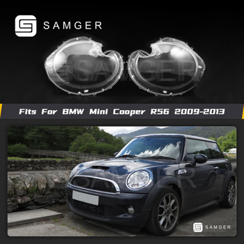 Pair Car Headlight Lens Cover For BMW Mini R56 Cooper hatchback 2009-2013